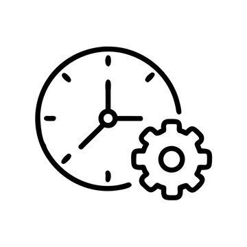 Clock with gear icon representing time management and operational efficiency