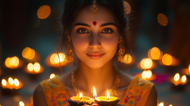 Diwali: Traditional lamps and joyful spirits in a vibrant setting