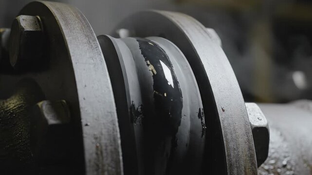 Industrial machinery detail with steam release and metallic components
