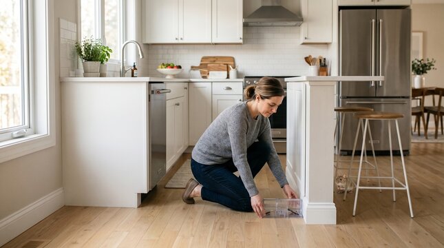 Homeowner Setting Mouse Trap for Safe Pest Prevention at Home