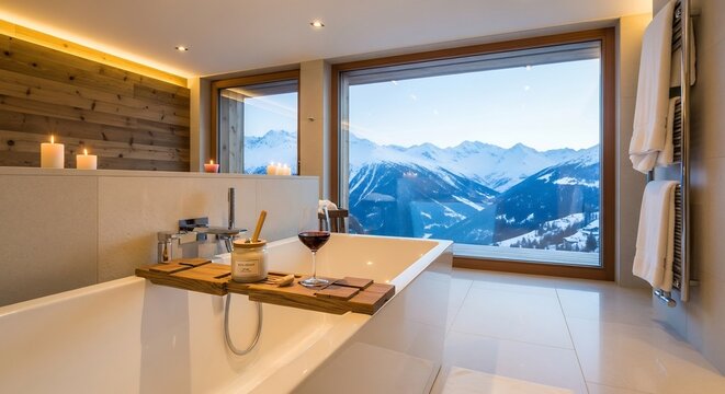 Luxurious Bathroom with Breathtaking Mountain View.