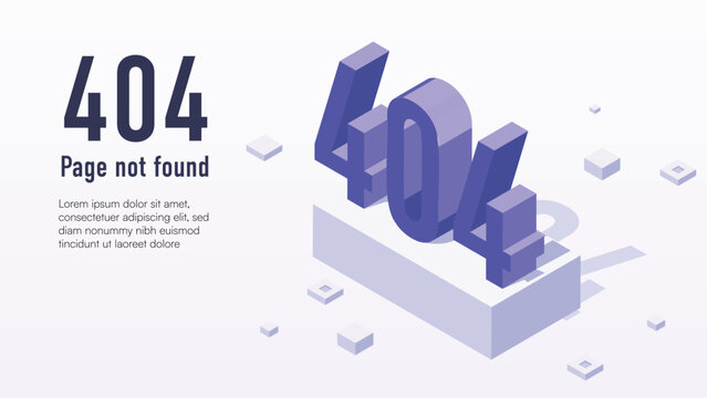Isometric 404 page not found illustration for website interface and landing page design