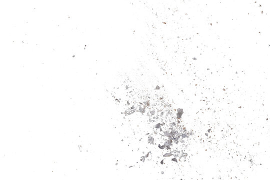 dark gray round ash particles isolated on a white background