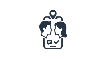 Fototapeta premium Couple connects via a mobile phone application featuring a location pin and message confirmation.