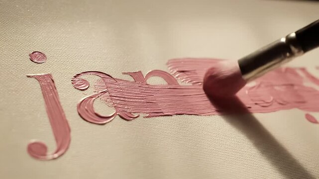 Close-up of a pink glittery lowercase 'january' text on a light page surface