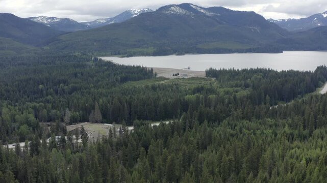 Wildlife Overpass I-90 Freeway  Snoqualmie Pass Washington State Drone