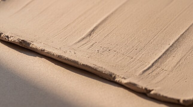 Abstract close-up of smoothed raw clay surface with subtle tool striations