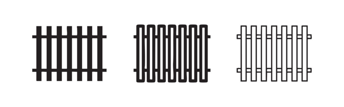 Fence icon set for garden and property boundary vector design