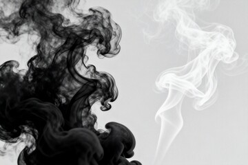 Fototapeta premium Black and white smoke patterns on gray background