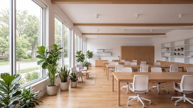 Bright Scandinavian Open Office Interior