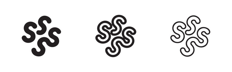 Obraz premium Wavy Lines or Microbes Icon Set for Science and Nature