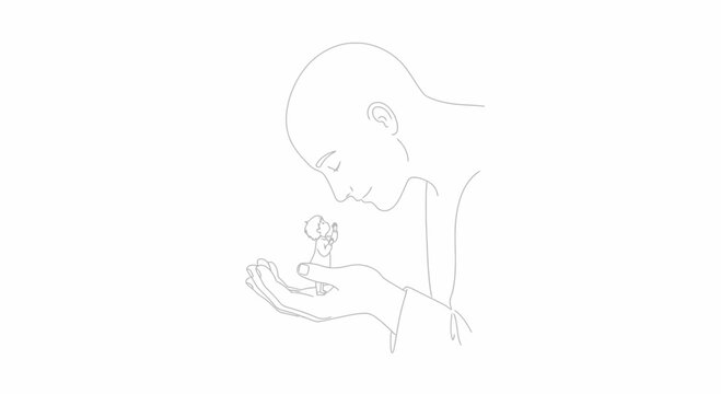 Gentle touch, tiny person held in hand, human connection, delicate care, empathy, wonder