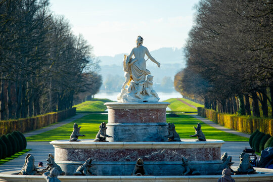 Apollo-Brunnen Mythological Statue in Herrenchiemsee Park - Germany