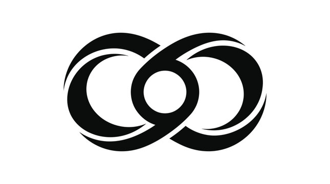 Infinity loop design incorporates two interlocking circular shapes with a central void.