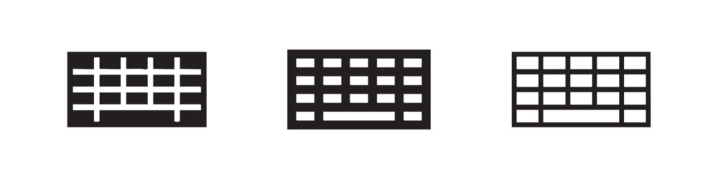 Computer keyboard icons set in different styles