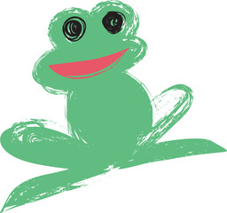 Fototapeta premium Frog Sitting On Leaf Brush Style
