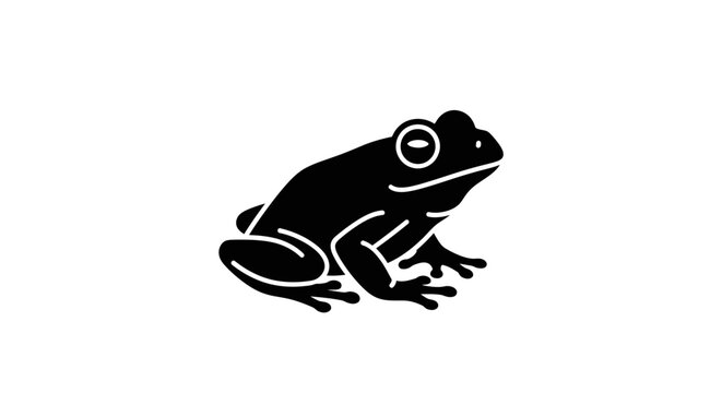 Black silhouette of a sitting frog.
