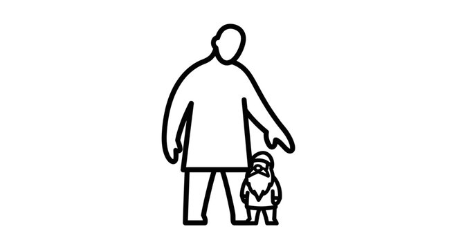 Giant Man and Tiny Gnome Standing Together, Contrast in Size, Fantasy Creature