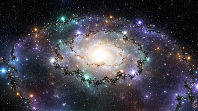 A stunning cosmic spiral galaxy, ablaze with stars, set against a dark expanse