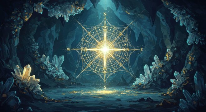 Glowing star in a cave.