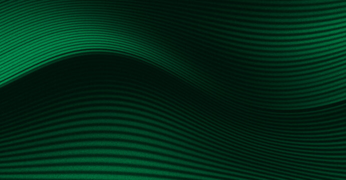 Abstract emerald green background with a series of flowing, dynamically curved parallel lines that overlap elegantly.