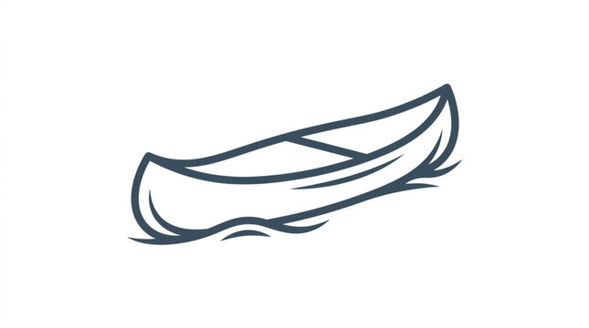 Simple Outline Drawing of a Canoe on Water.
