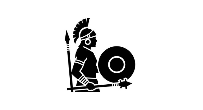 Ancient Roman Warrior with Shield.