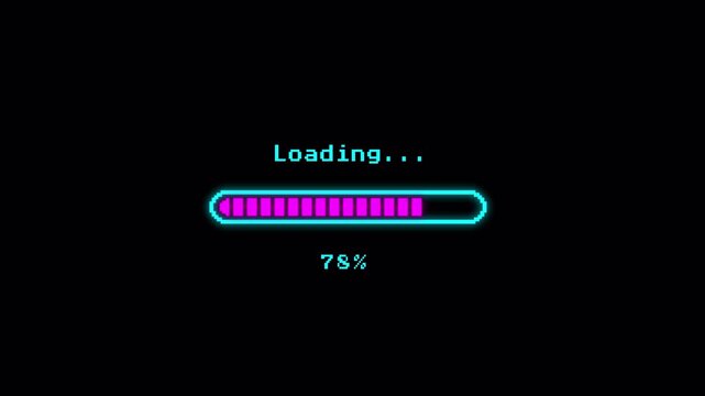 Cyberpunk Loading Progress Bar Neon Glitch Upload Interface 4K Video Transparent Background