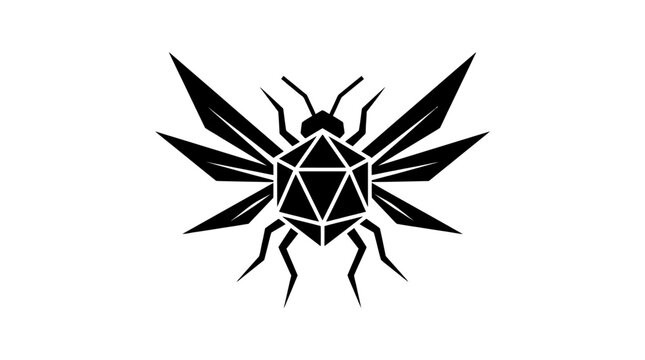 Black geometric insect logo design.