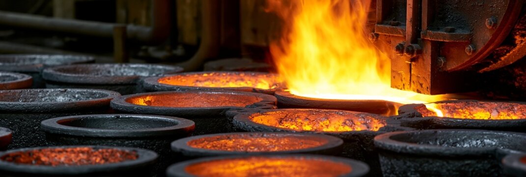 Industrial setup showing induction furnace operating near graphite crucible molds capturing the heatresistant crucible production for molten metal applications.