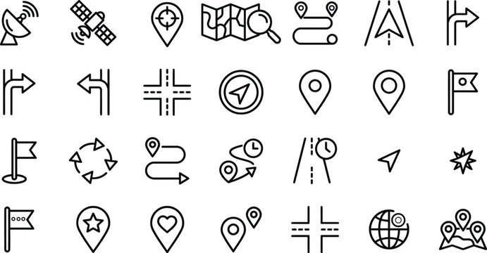Minimalist directional and location icons set