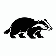 European Badger Side View Black and White Vector Illustration © Riyad