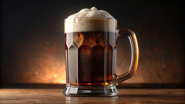 Foamy root beer in classic mug isolated