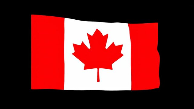 A stylized Canadian flag waving against a black backdrop