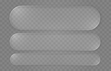 Naklejka na ściany i meble Set of rounded glass elements in different shapes in glassmorphism style. Liquid glass effect PNG. Glass panels with liquid glass effect.