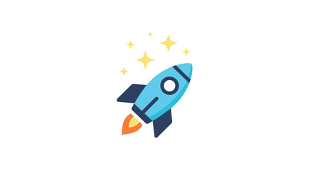 rocket ship icon with stars flat vector illustration on white background © MDAUAL