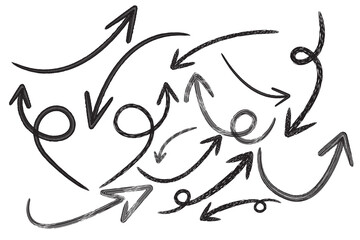 Obraz premium Hand drawn doodle arrows sketch collection for design and direction concepts
