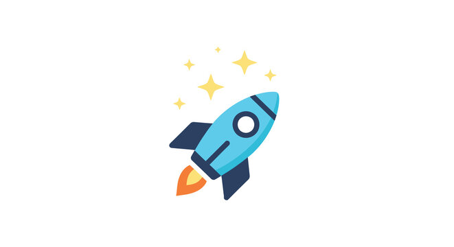 rocket ship icon with stars flat vector illustration on white background