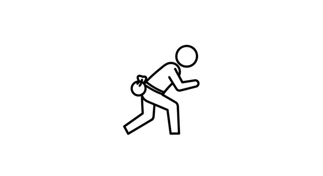Thief icon, burglar, robber, sneaky person, stealing, crime, vector illustration
