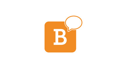 Letter b with speech bubble icon orange flat design © MDAUAL