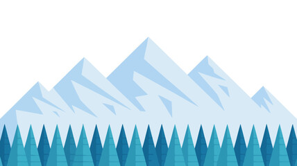 stylized mountain range and evergreen forest landscape flat vector illustration on a white background © Raian