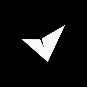Sharp geometric abstract stealth arrow logo mark. Minimalist futuristic triangle vector shape for tech and streetwear branding.