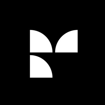 Geometric abstract letter F logo mark. Minimalist quadrant shapes monogram icon for modern apparel branding.