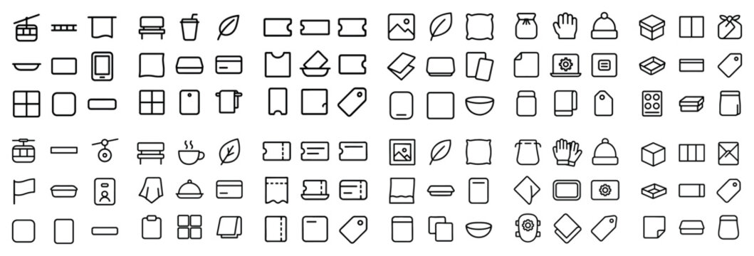 Office and stationery design icons with phone tag picture for digital presentation in outline vector art