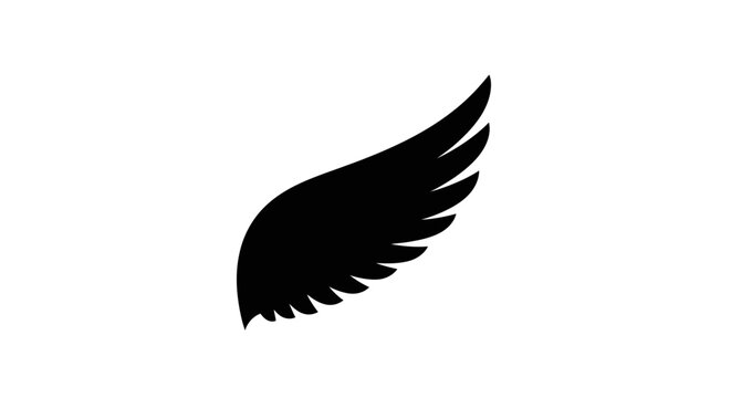 Black wing silhouette flying high.