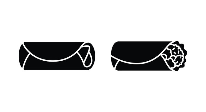 Two shawarma silhouettes with different fillings on a white background silhouette