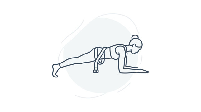 Woman doing plank exercise with resistance.