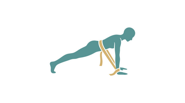 Woman doing push-ups with resistance.