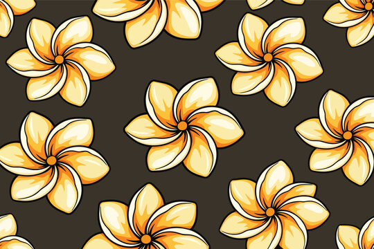 Frangipani plumeria flower seamless pattern