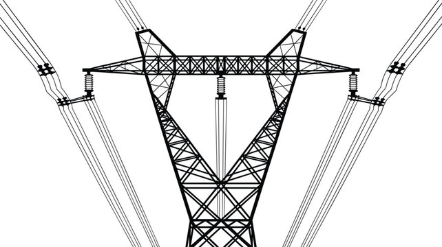 High Voltage Power Transmission Tower with Electrical Lines Technical Vector Illustration for Energy Infrastructure Networks